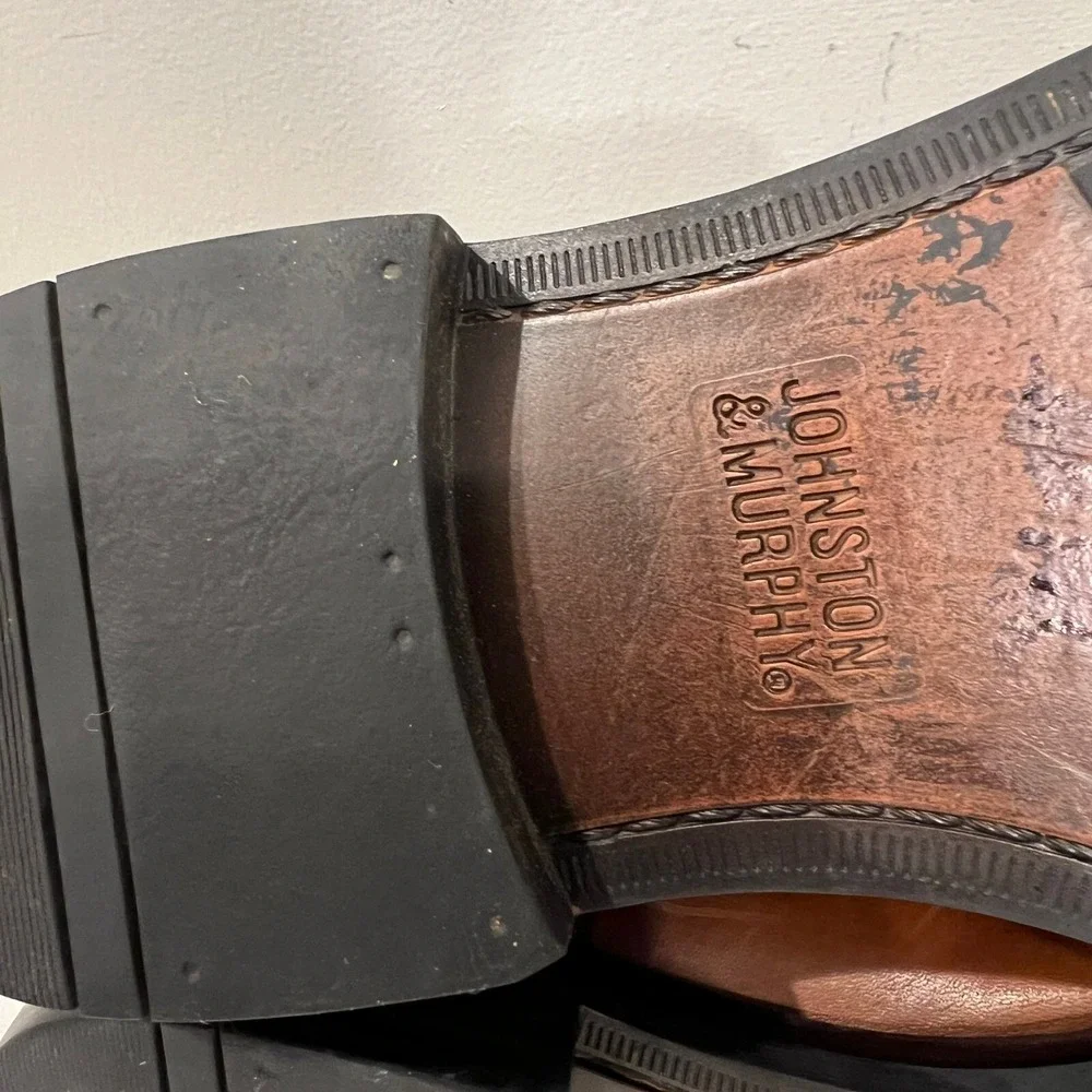 JJohnston & Murphy Dress Shoes Mens 9 Tabor‎ Plain Toe Tan Calfskin Leather